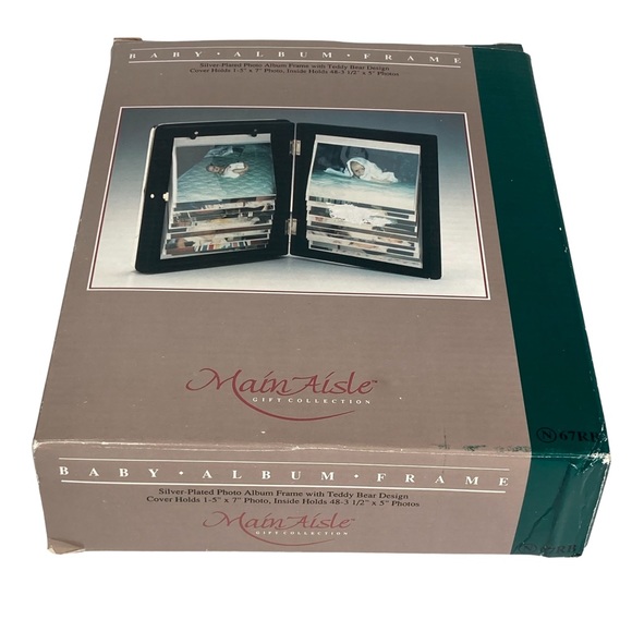 Main Aisle Gift Collection Silver Plated Baby Album Frame 5"x7" Teddy Bears NEW - Picture 7 of 11
